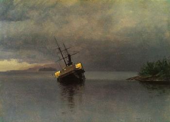 Albert Bierstadt : Wreck of the Ancon in Loring Bay, Alaska